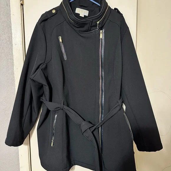 Michael Kors Black Trench Coat with Belt - Picture 2 of 4